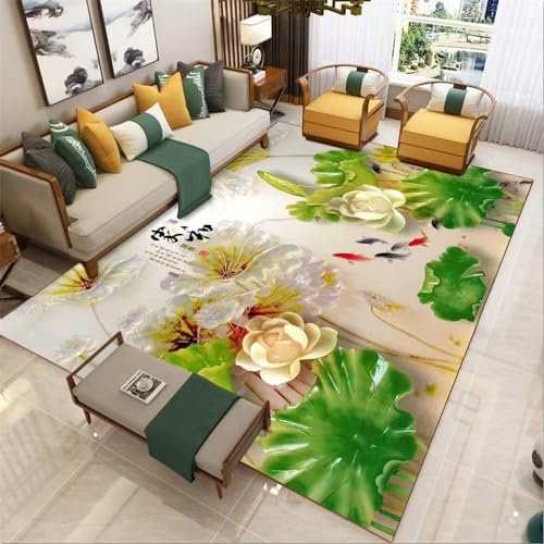 RUGMRZ Teppich Vorleger Badteppich Chinesischer Wohnzimmerteppich rechteckig Heimdekoration Zubehör Anti-Milben Wohnzimmer 80X150CM