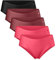 DANISH ENDURANCE 5er Pack Unsichtbare Hipster Panties aus Mikrofaser, für Sport & Alltag, für Damen Mehrfarbig (1x Schwarz, 2X Pink, 2X Ruby) S