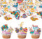 Gyufise 70 Pack Edible Happy Easter Bunny Cupcake Toppers - Easter Cake Decorations for Birthday Party, Baby Shower, Wedding