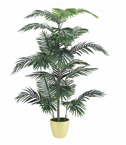 Tradala 5' 5ft Tall Large Artificial Palm Tree Indoor House Plant with Real Wooden Trunk|Green Faux Realistic Artificial Tree in Plant Pot|For Living Room Bedroom Home Office