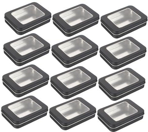 Gadpiparty 12 Stück Weißblech Aufbewahrungsboxen Mit Fenster Rechteckige Metallboxen Für USB Sticks Und Schlüssel Verschleißfestes Metallgehäuse Für Büro Und Zuhause
