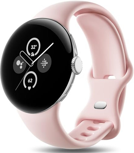 Easuny Cinturino Compatibile con Google Pixel Watch 2 e Pixel Watch, Morbido Silicone per Donne e Uomini, Piccolo Rosa Sabbia