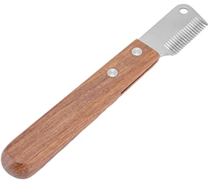 Couteau à Dénuder pour Chien, Couteau à épiler Professionnel avec Manche en Bois pour Animaux de Compagnie, élimine les Nœuds et Réduit les Poils