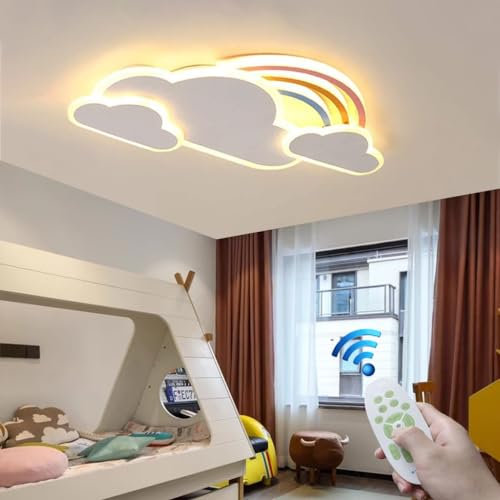 RuiRfh Deckenleuchte LED Kinderzimmer lampe Dimmbar Fernbedienung Deckenlicht Mädchen Junge Schlafzimmer Deckenlampe Moderne Regenbogen Wolke Designer Pendelleuchte Wohnzimmer Esszimmer Bad Kronleucht