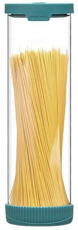 ana wiz Stackable Glass Storage Jar, With Airtight Vent & Silicone Base | Four Sizes & Two Colour Options, Perfect Kitchen Organisation (Teal - 2000ml)