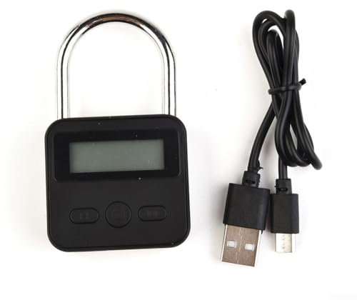 HOHOVYVY Zeitschloss, Metall Timer Schloss LCD Display Multi Funktion Elektronische Zeit 99 Stunden Max Timing (Schwarz)