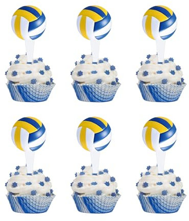 25 Stück Doppelseitiges Volleyball Cupcake Topper Volleyball Sport Kuchen Dekoration Sport Themed Party Dekoration Volleyball Periphere Aktivitäten Dekorationn