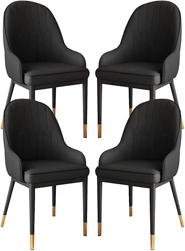 LGCLSASD Ledersessel, 4er-Set, Moderne Sessel mit schmiedeeisernen Metallbeinen für private, gewerbliche und Restaurants (Farbe: A) (A)