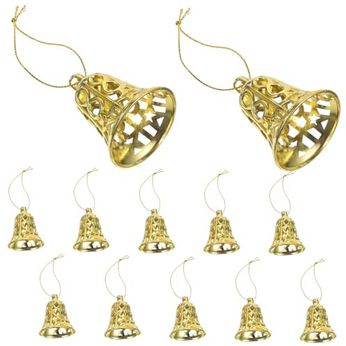 BCOATH 12 Stücke Weihnachtskugeln Kunststoff Glocken Dekorationen Weihnachtsbaum Hängende Ornamente Xmas Party Favors