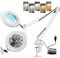 Kevsuvqin Lupe mit Licht und Ständer, 10X LED Lupenleuchte mit Klemme, LED Lupenlampe mit 5 Farbmodi Dimmbare, Lampe mit Lupe für handwerkliche Reparaturen & Nahaufnahmen, Tischlupe mit Beleuchtung