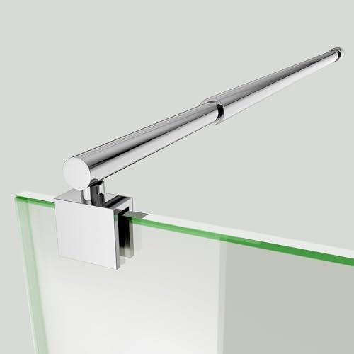 S'AFIELINA Barre de support en acier inoxydable pour paroi de douche, chromée, réglable 700-1200 mm, adaptée aux douches à l'italienne, pour verre de 8 à 10 mm d'épaisseur 2 pièce