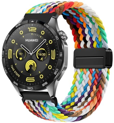 OUTPUTBT 22mm Geflecht Magnetisch Armbänder für Huawei Watch 5/4/4 Pro Nylon Armband für GT 5 46mm Ersatzarmband für Huawei GT 4 46mm/Watch 3/3 Pro 46mm/3 Pro new/GT 3 Pro 46mm/GT 3 SE/GT Runner/Sport