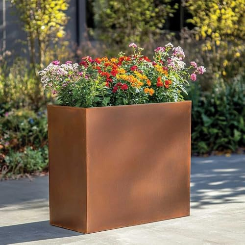 1.2m/1m/90cm/80cm Zinc Galvanised Long Tall Trough Planter with Insert | No Assembly Needed | Lightweight (Copper, L90cm x W25cm x H60cm)