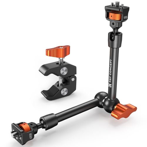 K&F Concept 11 Pollici Braccio Magico con Super Morsetto Kit, Supporto e Crab Clamp per Fotocamera da Articolato Flessibile, con Vite da 1/4 3/8 per Monitor/Luce/Webcam/Microfono/Action Camera