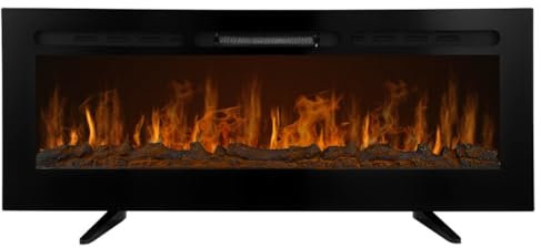 Elektrokamin Elektrischer Wandkamin Einbau LED Kamin Elektroheizung 127cm 950W 1850W Zeitschaltuhr Fernbedienung Einstellbare Helligkeit Kieselsteine Kristall Holzfeuer-Effekt 3D-Flammen 15-35 Grad