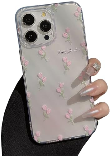 Einaily Hülle für iPhone 12 Case Klar Transparent Handyhülle Mode Chic Blume Floral Muster Ultra Dünn TPU Silikon Bumper Stoßfest Kratzfest Schutzhülle für iPhone 12 Slim Cover