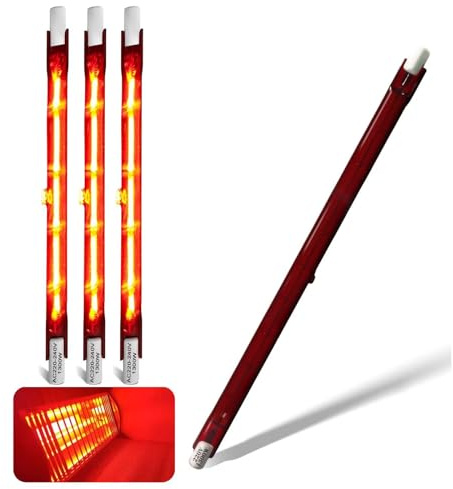 1300W Infrarotlampe, 254mm R7S Infrarot Heizlampe 1300LM, Rot Halogenstab Dimmbar, 1300W Infrarot Heizung Halogen Lampe für Heatmaster U3, Ruby Halogenstäbe kein Flimmern, Quarz Wärmelampe, 4 Stück