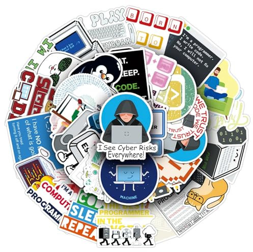 Programmierer Wasserdichte Aufkleber Set Geschenk für Jugendliche Erwachsene 50 Stück IT Vinyl Sticker Deko für Auto Motorräder Fahrrad Skateboard Snowboard Gepäck Laptop Scrapbook Auto Koffer