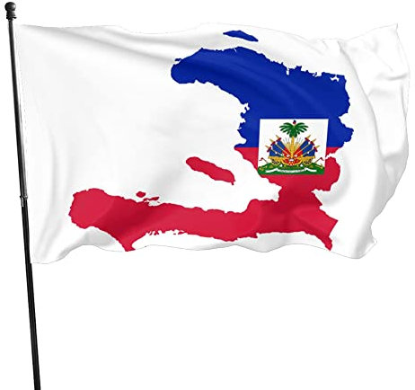 Mappa della bandiera di Haiti Bandiera 3x5 piedi Decorazione da giardino per esterni Striscione
