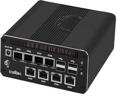 CWWK AI Mini PC Core Ultra 5 125H Firewall Appliance, 8 x 2.5GbE LAN Mini Computer, F28 Linux Server Micro PC, Win11 Pro, DDR5 32GB RAM 1TB NVMe, PCIe4.0 x4, USB4(40Gbps), HD/DP