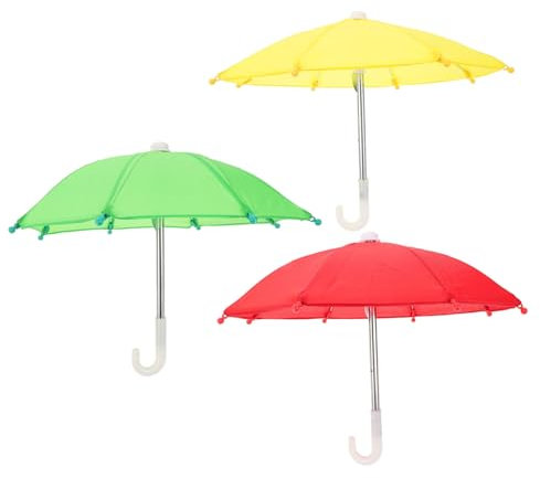 Abaodam 3stücke Mini Puppenschirm in Rot Gelb Und Grün Miniatur Puppenhaus Zubehör Stilvolle Vintage Regenschirme Für Puppendekoration Und DIY Hausgestaltung