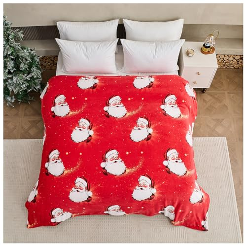 GC GAVENO CAVAILIA Sherpa Warm & Cosy Christmas Sofa Gift Bed Blanket - Flannel Fleece Xmas Throw 170 x 230 Cm - Fluffy Lightweight Santa Claus Throws for Couch - Multi