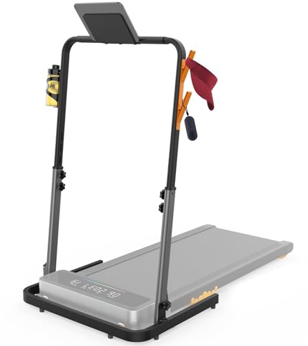 Handle Bar for Walking Pad Only, Treadmill Handrail with Phone/iPad Holder, Cup Holder & Towel Hooks,Universal Compatible for Walking Pads 22.4'' Wide Adjustable Handrail Height (Max 43.3), Black