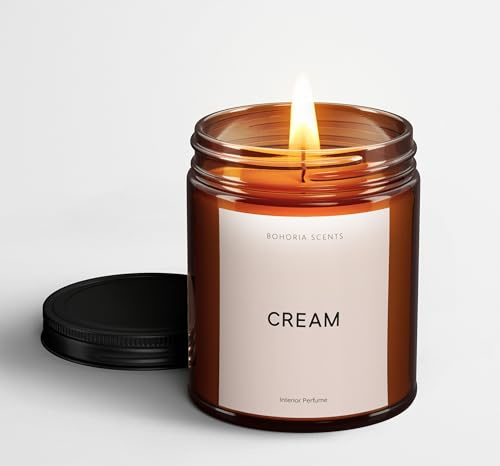BOHORIA Duftkerze Cream – Pudriger Duft mit Zitrus, Rose, Maiglöckchen & Moschus – Elegante Duftkerze für Zuhause, Wohnzimmer & Bad (Cream)