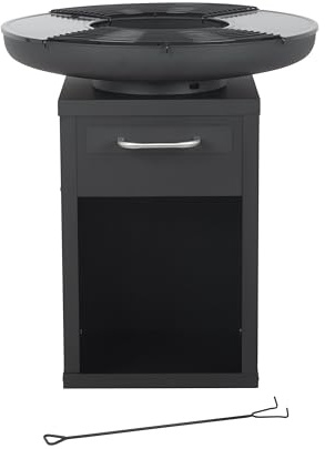 Bali Outdoors Grand Brasero Plancha Ø80 x 92 cm en Fer, Ensemble de Cuisson Extérieur avec Plaques et Grilles Amovibles, Foyer Chauffant de Jardin et Terrasse