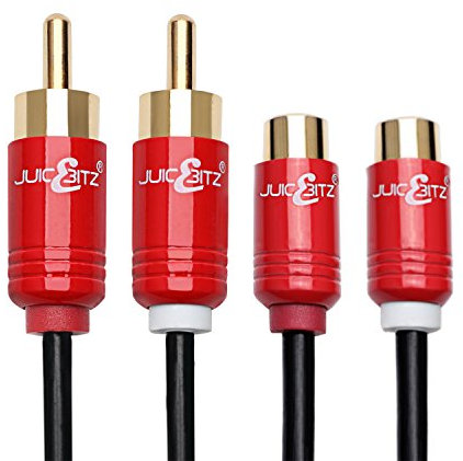 JuicEBitz RCA to RCA Cable 4m, Twin RCA Cables Male to Female Audio Cable Phono Leads. Subwoofer Cable. Phono To Phono Cable. Audio Lead for AMP, Turntable, DAB + More