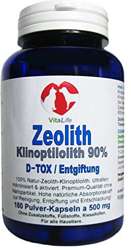 Zeolith Klinoptilolith 180 Pulver Kapseln a 500mg für Haustiere Premium-Qualität ohne Nanopartikel ultrafein mikronisiert & aktiviert. Natur Pur aus Deutschland - OHNE Zusatzstoffe. 26149