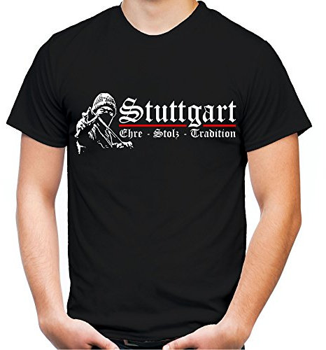 Stuttgart Ehre & Stolz Männer und Herren T-Shirt | Fussball Ultras Geschenk | M1 FB (Schwarz, XXL)