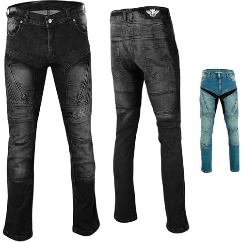 BULLDT Damen Motorradjeans Motorradhose Denim Jeans Hose mit Protektoren 30W / 31L Schwarz