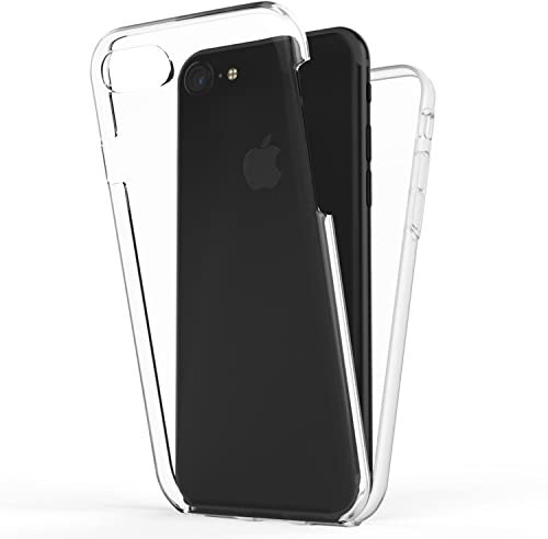 NALIA 360 Grad Handyhülle kompatibel mit iPhone SE 2022 / SE 2020/8 / 7 Hülle, Klar Komplettschutz Durchsichtig Full-Cover Silikon Bumper Displayschutz vorne Hardcase hinten Case, Farbe:Transparent