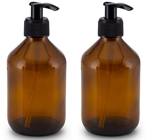 Lifestyle Lover Seifenspender aus Braunglas, Bernsteinfarben für Seife Spüli Shampoo Lotionen Braun Glas 2X 300ml