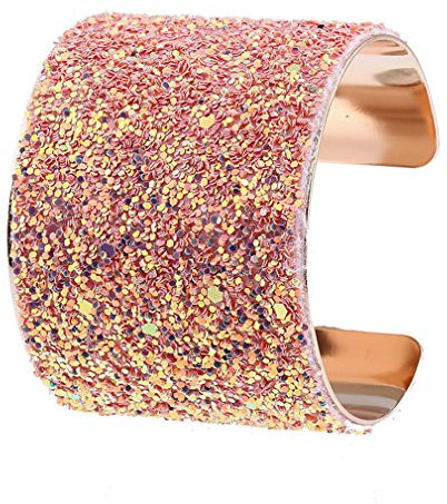 YAZILIND Mujeres Chapado en Oro Brillante Lentetero de puño Abierto de Brazalete Abierta Retro étnico Bohemio Vintage Pulsera joyería de Color Rosa