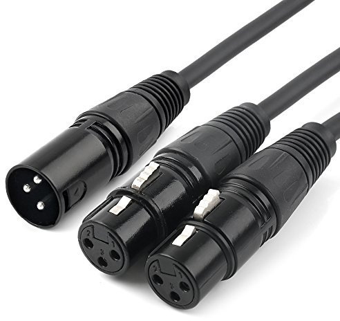 Tisino XLR-Splitterkabel, 3-polige 1 XLR Stecker auf zwei XLR-Buchse Patch Y-Kabel Symmetrisches Mikrofon-Splitterkabel Audio-Adapter - 1,5M