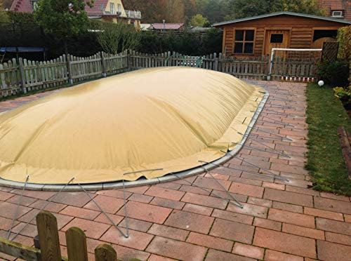 Aufblasbare Abdeckplane für Pool ovalform 5,00 x 9,00m, Farbe: Sand, Air Cover, wasserdicht, reißfest