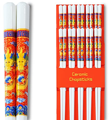 Lasts A Lifetime Ceramic Chopsticks (10 Sets) - Red Dragon Design