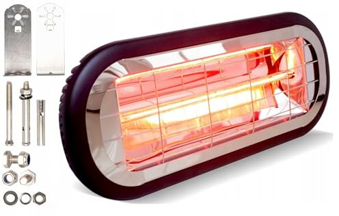 Kaltmann Heizstrahler 2000W Low Glare – Infrarotstrahler mit Wandmontage | IP65 Wetterfest | Elektrische Heizung für Terrasse, Balkon, Bad, Gastronomie | Sofortige Wärme