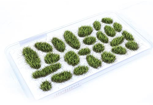 Tiardey 32pcs Statisches Grasbüschel 6 mm Selbstklebendes Statisches Gras Eisenbahn Kunstrasen Modellierung Wargaming Gelndemodell - Hellgrün