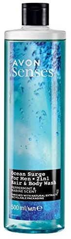 Avon Senses Ocean Surge Mint und Meer Duft Männer Duschgel für Haar und Körper 500 Ml