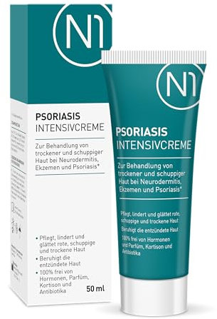 N1 Psoriasis Intensivcreme 50 ml - Ekzem & Neurodermitis Creme - beruhigt, pflegt, lindert und glättet rote, schuppige, entzündete & trockene Haut