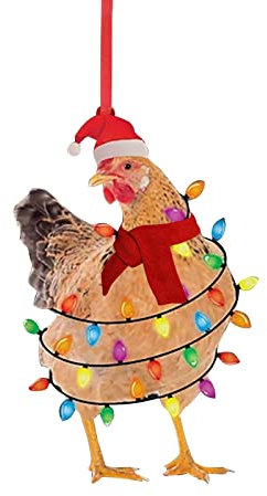 Rifuli Weihnachten Huhn Acryl Dekorationen 2022 Christbaumschmuck mit Weihnachtsschal Huhn Weihnachtsschmuck Anhänger Schaukel Banane (C #1, One Size)