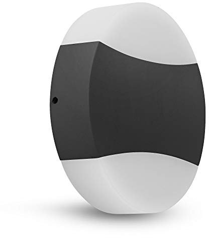 Maxkomfort LED Aussenleuchte rund schwarz 10W warmweiß Aussenwandleuchte flach up&down Aussenlampe 1520 DUO