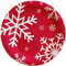Piatti Rotondo Dessert Cartone 18 cm - Stoviglie Natale a tema fiocco di neve rosso - Confezione da 8 pezzi - Natale (piatto dessert rosso)