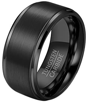 ANAZOZ Ringe Aus Wolfram Herren, Personalisierte Ringe Herren Trauringe größe 70 Bandring Briet 10mm Matt