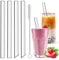 HXC 4 Stück Bubble Tea Strohhalme Glas 14MM Exra Dicke Strohhalme Glas Bubble Tea Strohhalme Wiederverwendbar Boba Tea Glasstrohhalme mit Reinigungsbürsten für Smoothie Säfte 21.5cm