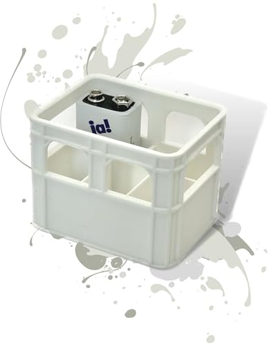 Batterie Bier Kasten Batteriekasten Batteriekiste Batteriebox Aufbewahrungsbox Minikiste Minibox für Aufbewahrung von Batterien AA, AAA, 9V, Leerkiste - 3D gedruckt (9 Volt, Weiss)