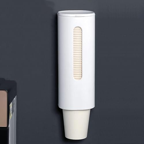 Lonely high heels Disposable Cup Dispenser Wall Mounted Water Cup Dispenser Plastic Cup Holder Space-Saving Cup Organizer Anti-dust Plastic Cup Holder for Offices Homes Restaurants (White)